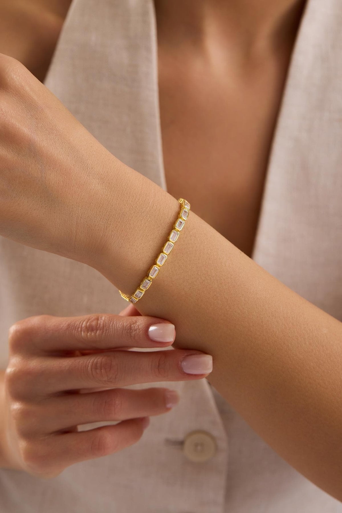 Adjustable Gold Tennis Bracelet | 925 Sterling Silver 14K Gold Plated