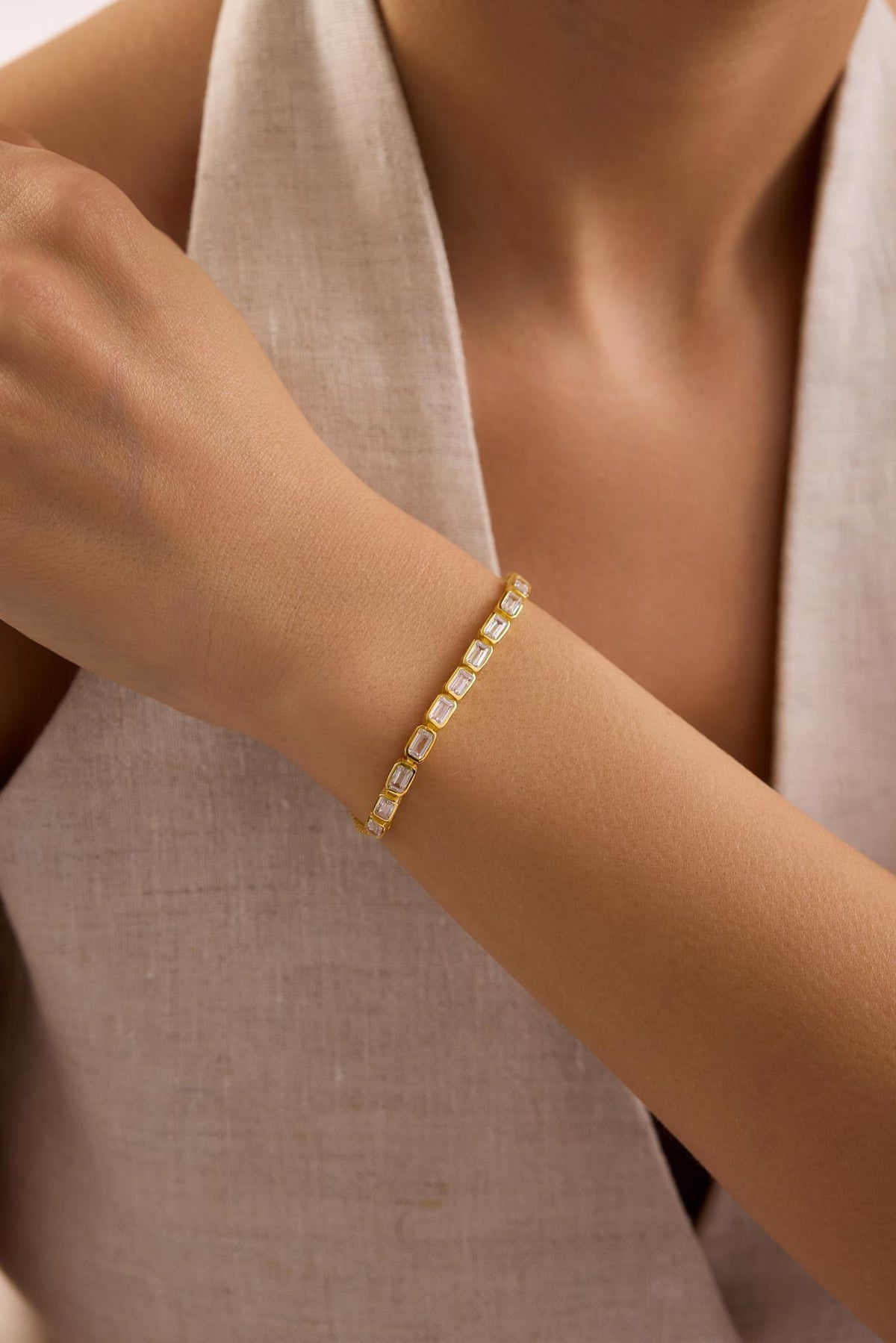 Adjustable Gold Tennis Bracelet | 925 Sterling Silver 14K Gold Plated