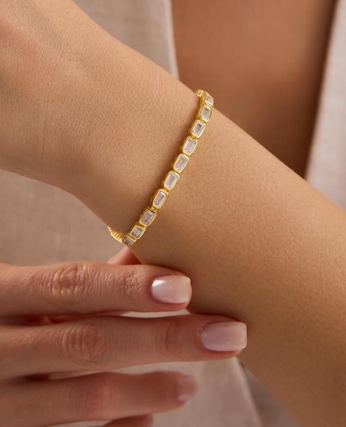 Adjustable Gold Tennis Bracelet | 925 Sterling Silver 14K Gold Plated