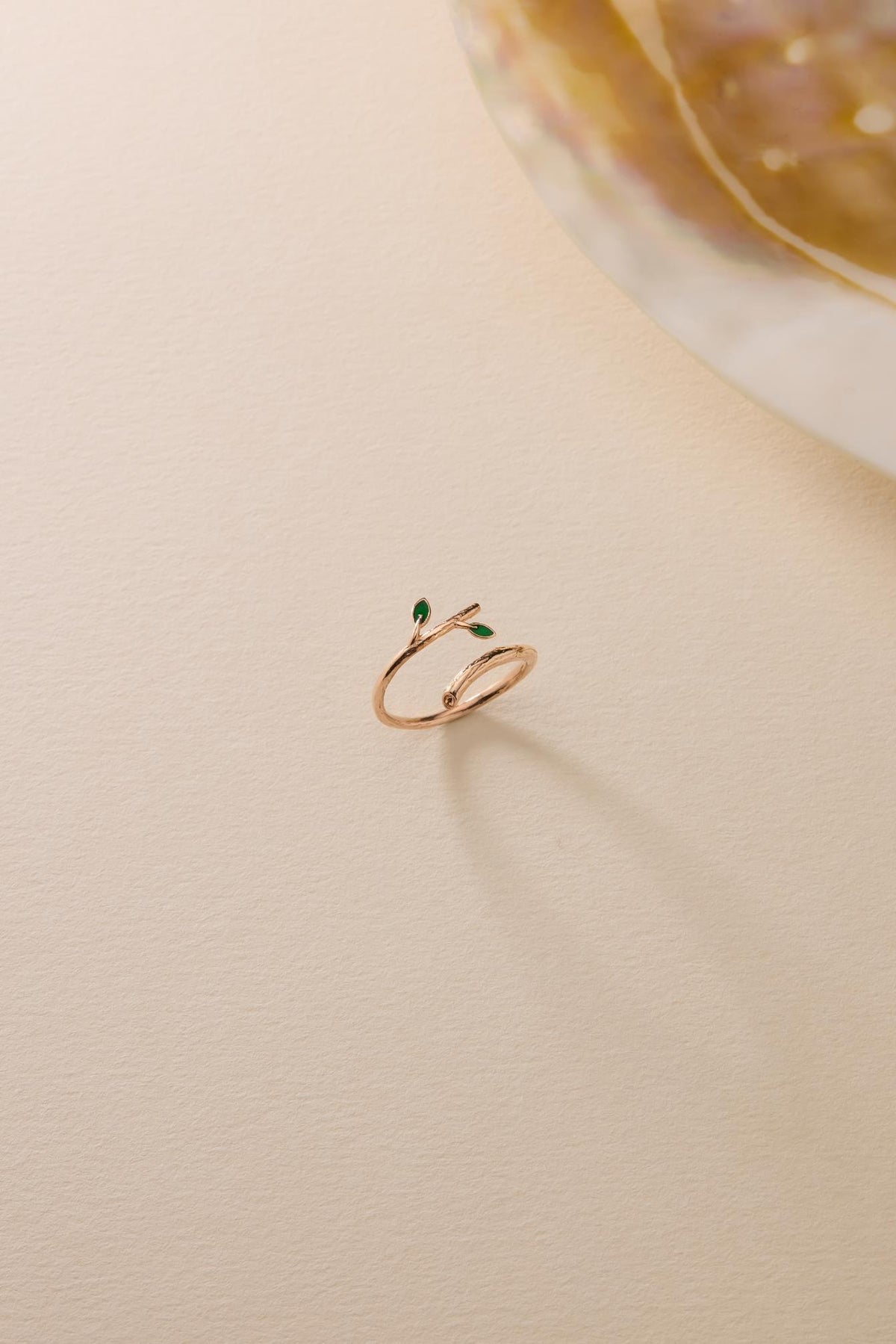 Minimal Leaf Ring | 925 Sterling Silver Rose Gold Adjustable Ring