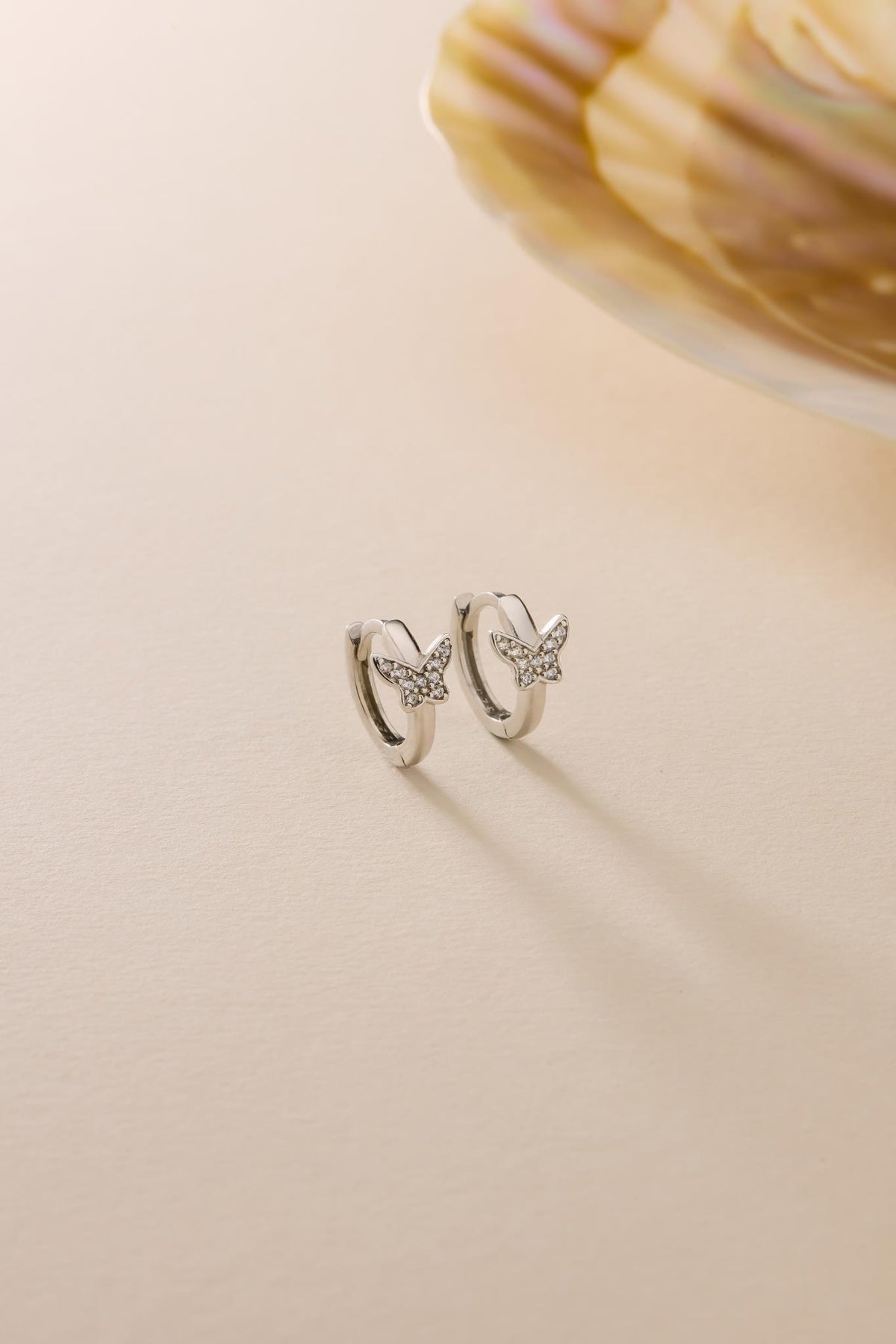 Butterfly Hoop Earrings | 925 Sterling Silver Zircon Minimal Dainty Huggie Earrings
