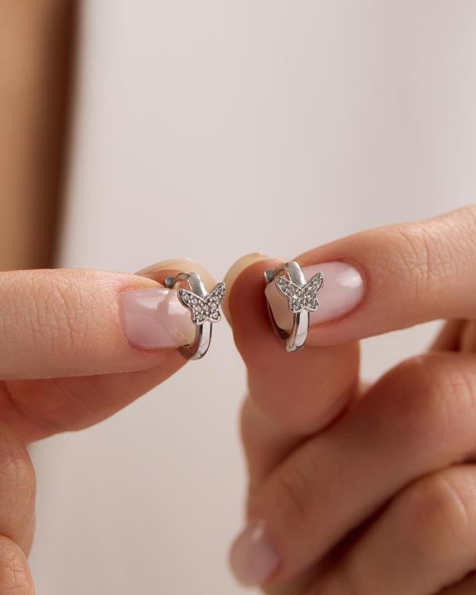 Butterfly Hoop Earrings | 925 Sterling Silver Zircon Minimal Dainty Huggie Earrings