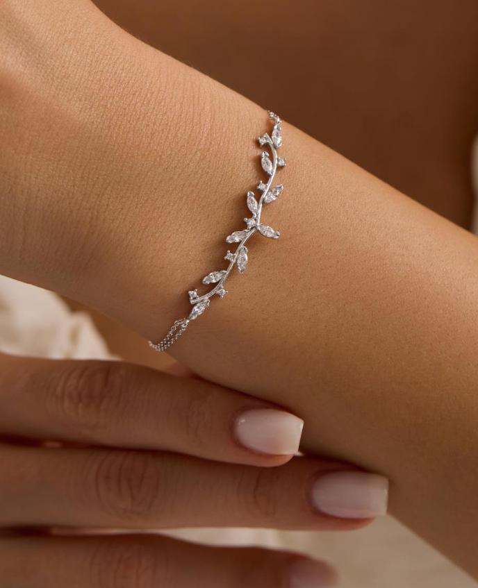 925 Sterling Silver Rhodium Plated Bracelet | Marquise Zircon Gift for Her