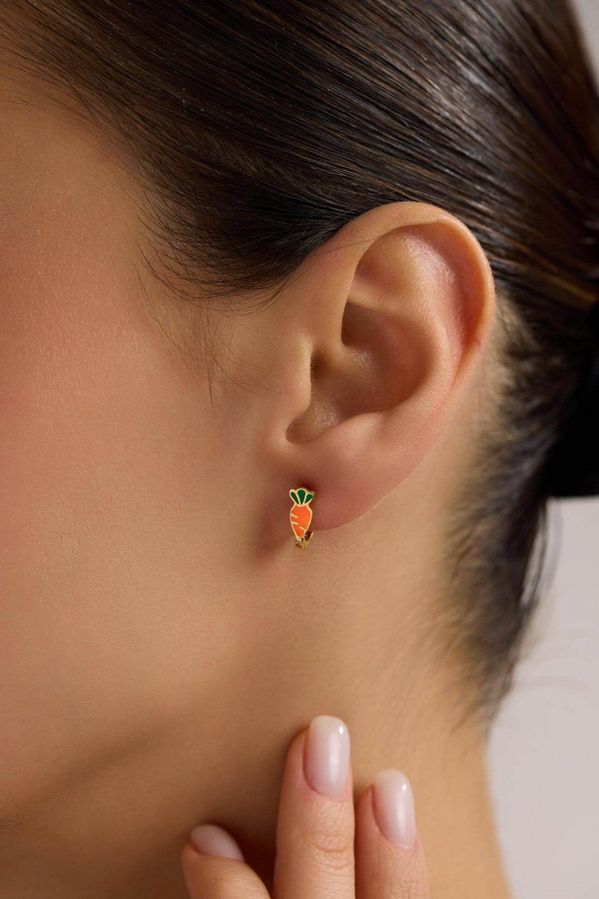 Kids Earrings | Carrot Earrings 925 Sterling Silver Enamel  Huggie Hoop
