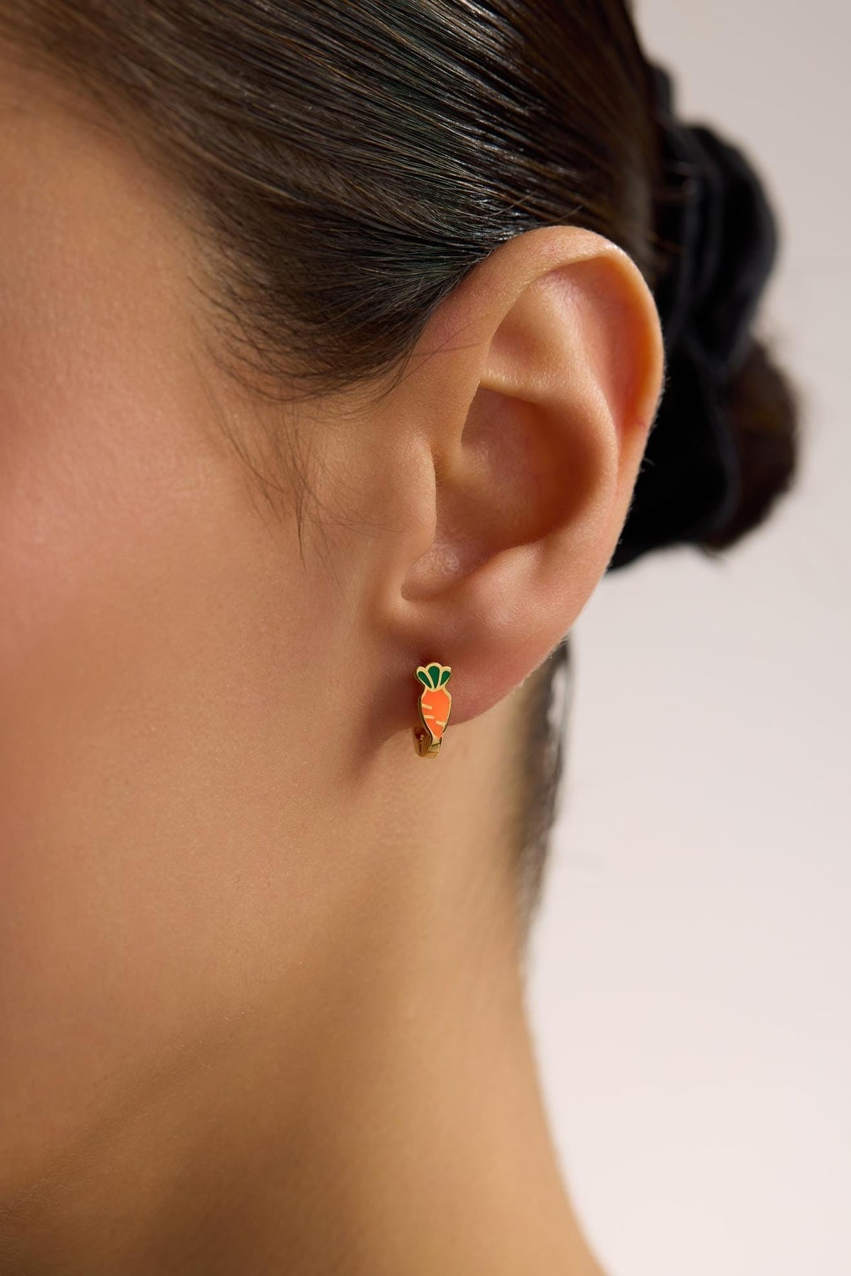 Kids Earrings | Carrot Earrings 925 Sterling Silver Enamel  Huggie Hoop