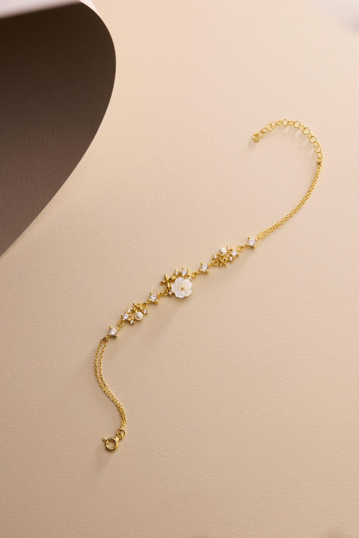 925 Sterling Silver 14K Gold Plated Bracelet | Magnolia Pearl Butterfly Gift for Her