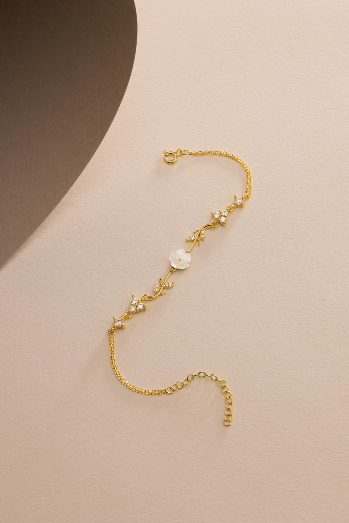925 Sterling Silver 14K Gold Plated Bracelet | Magnolia Flower Gift for Her