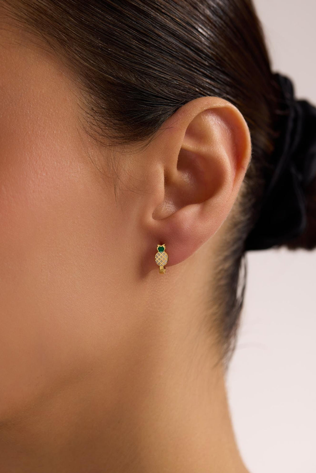 Pineapple Earrings | 925 Sterling Silver Enamel Kids Huggie Hoop Earrings
