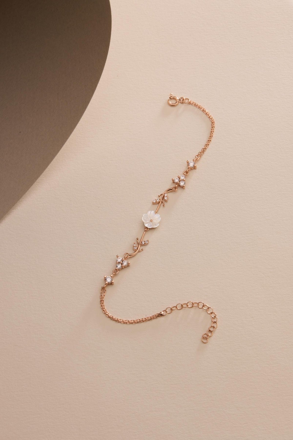 925 Sterling Silver Rose Gold or Rhodium Plated Bracelet | Magnolia Flower Gift for Her