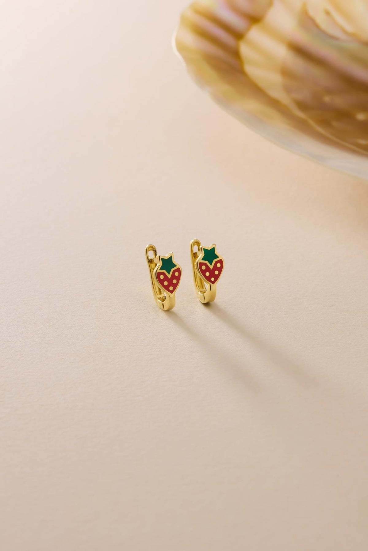 Strawberry Earrings | 925 Sterling Silver Enamel Kids Huggie Hoop Earrings