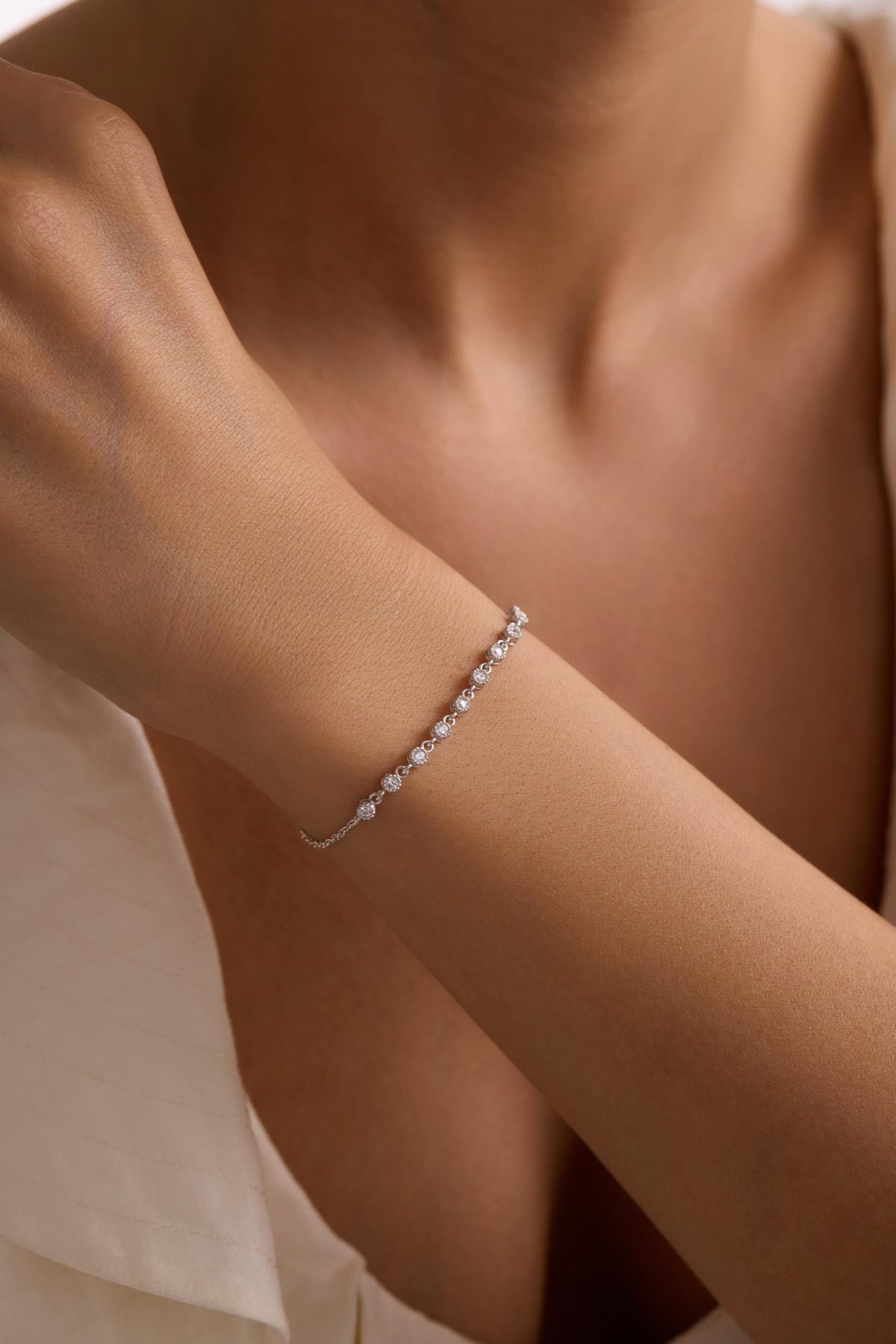 925 Sterling Silver Rhodium Plated Bracelet | White Zircon Gift for Her
