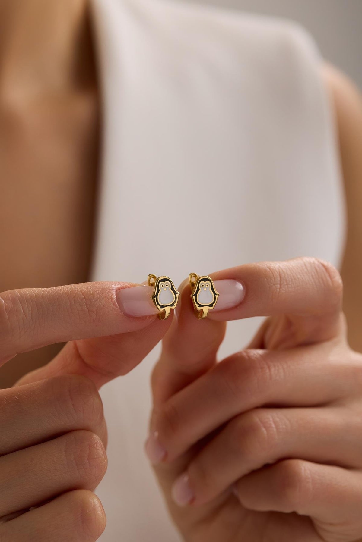 Penguin Earrings | 925 Sterling Silver Enamel Kids Stud Earrings