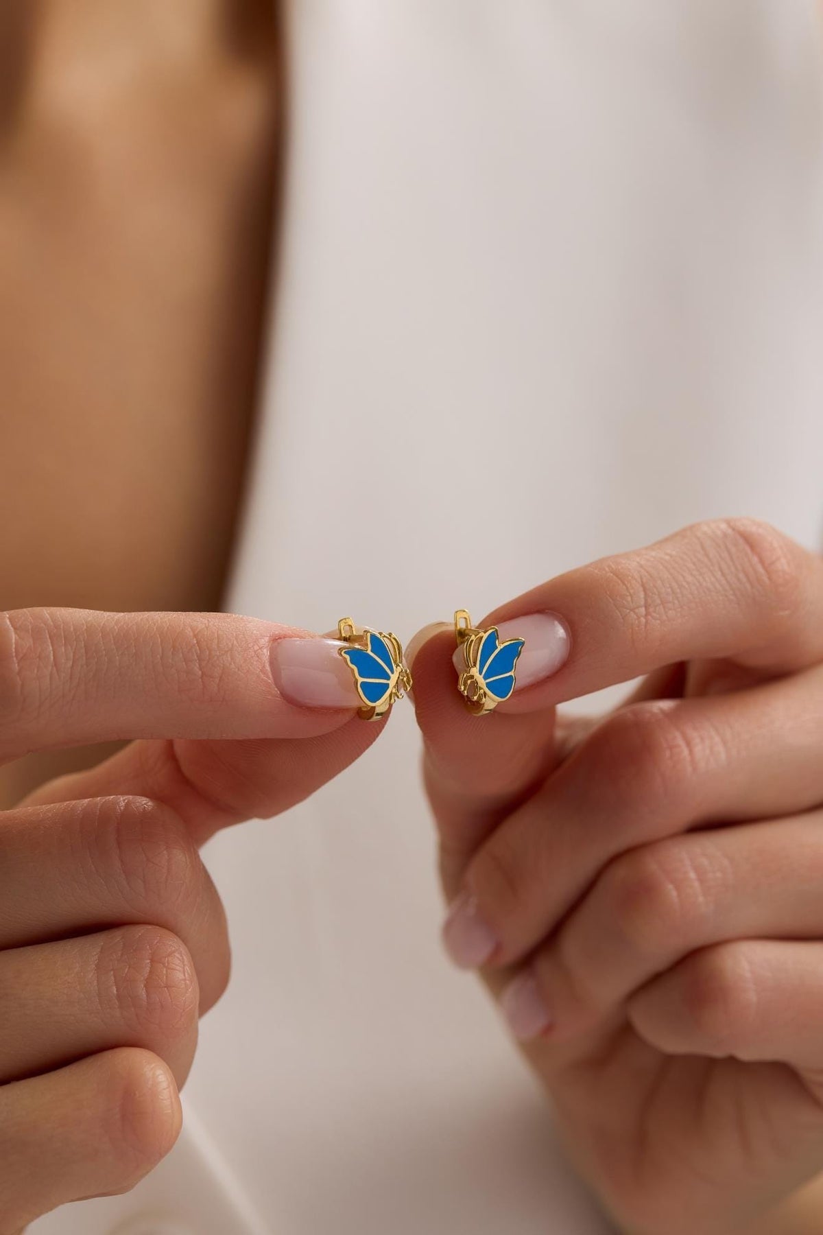 Blue Butterfly Earrings | 925 Sterling Silver Enamel Kids Stud Earrings