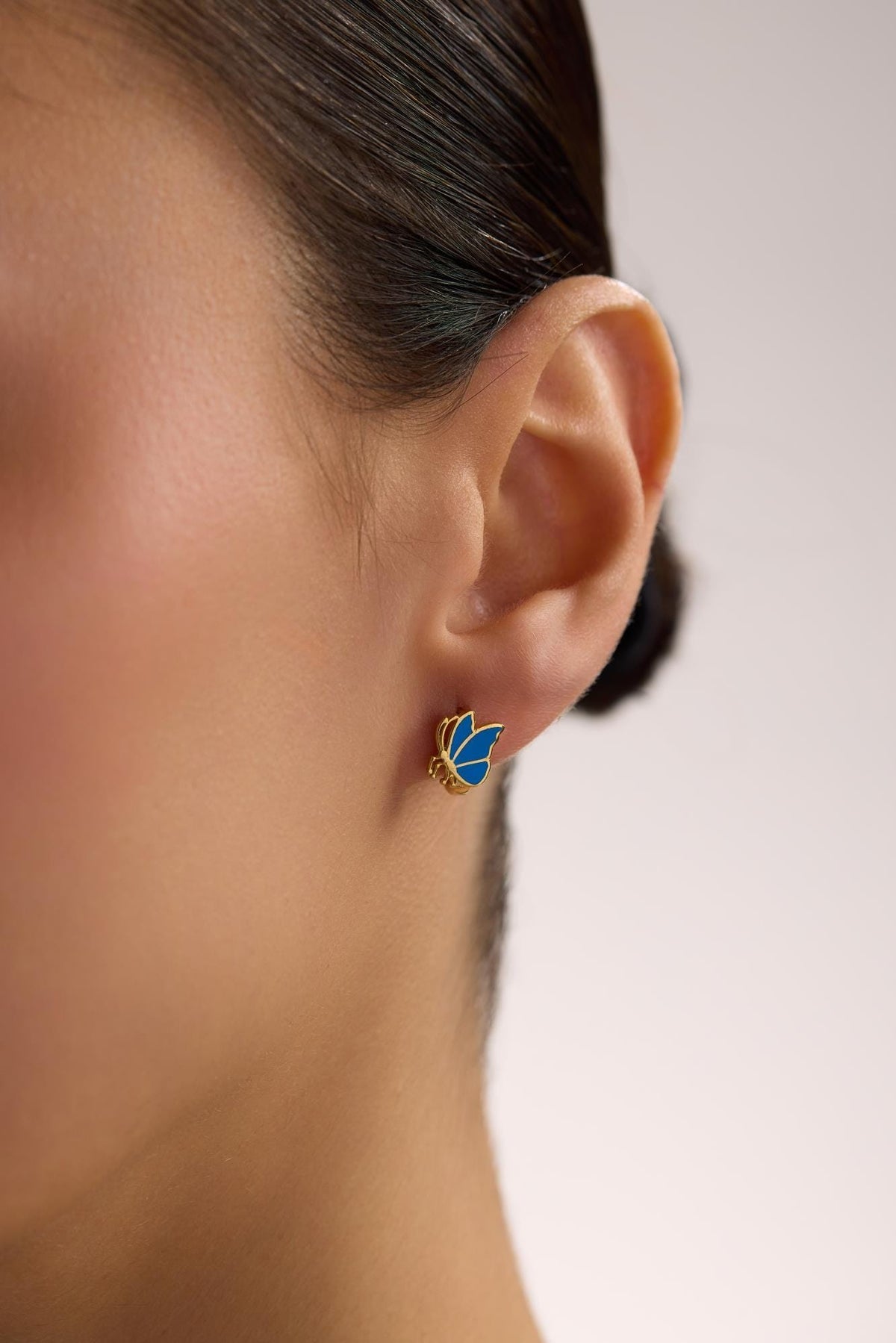 Blue Butterfly Earrings | 925 Sterling Silver Enamel Kids Stud Earrings