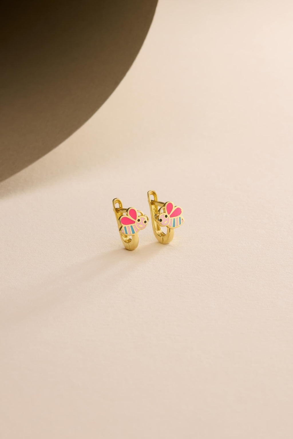 Bee Kids Earrings | 925 Sterling Silver 14K Gold Plated Enamel Animal Hoops | Children Jewelry