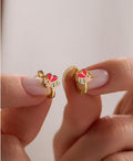 Bee Kids Earrings | 925 Sterling Silver 14K Gold Plated Enamel Animal Hoops | Children Jewelry