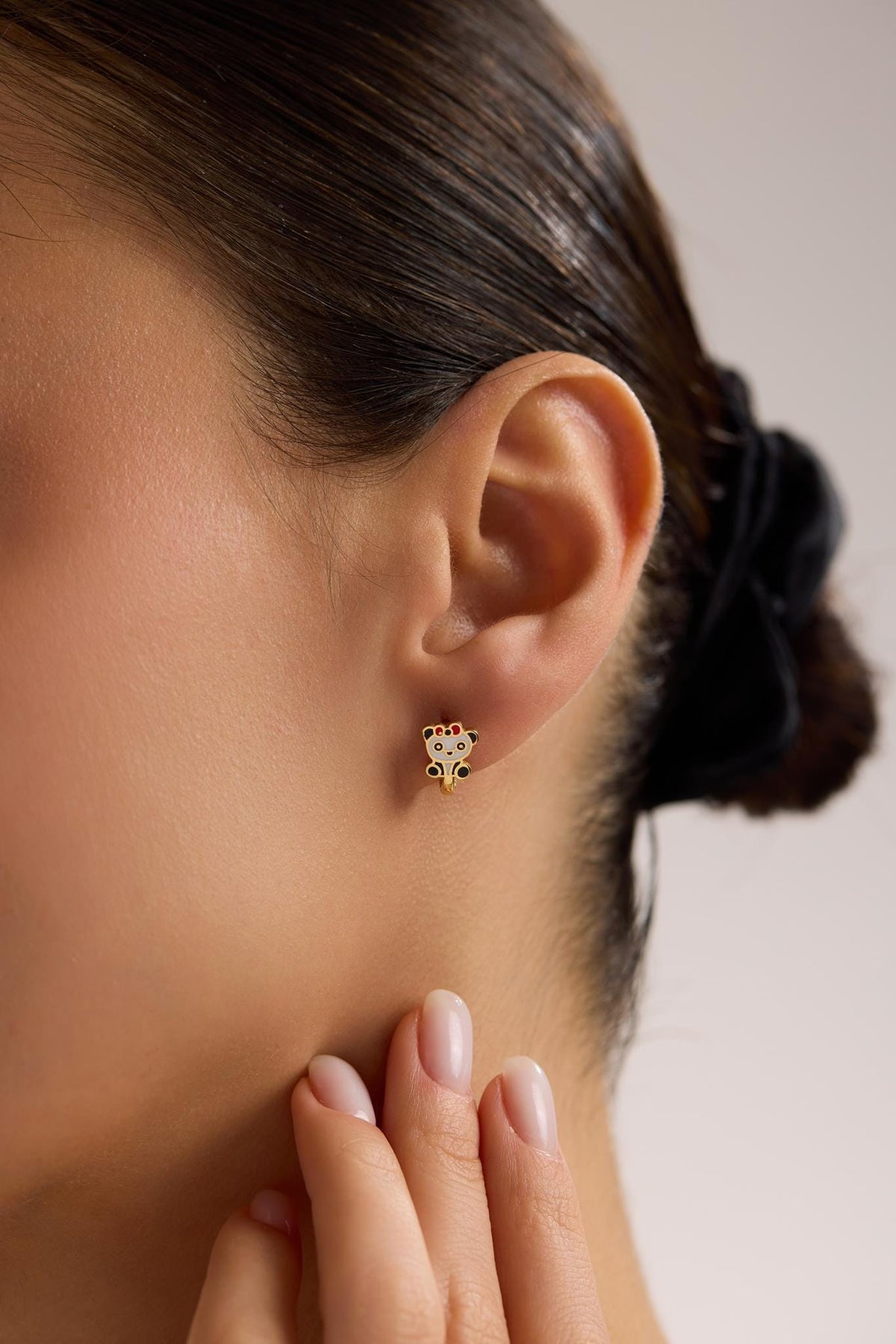 Panda Kids Earrings | 925 Sterling Silver 14K Gold Plated Enamel Animal Earrings | Children Jewelry