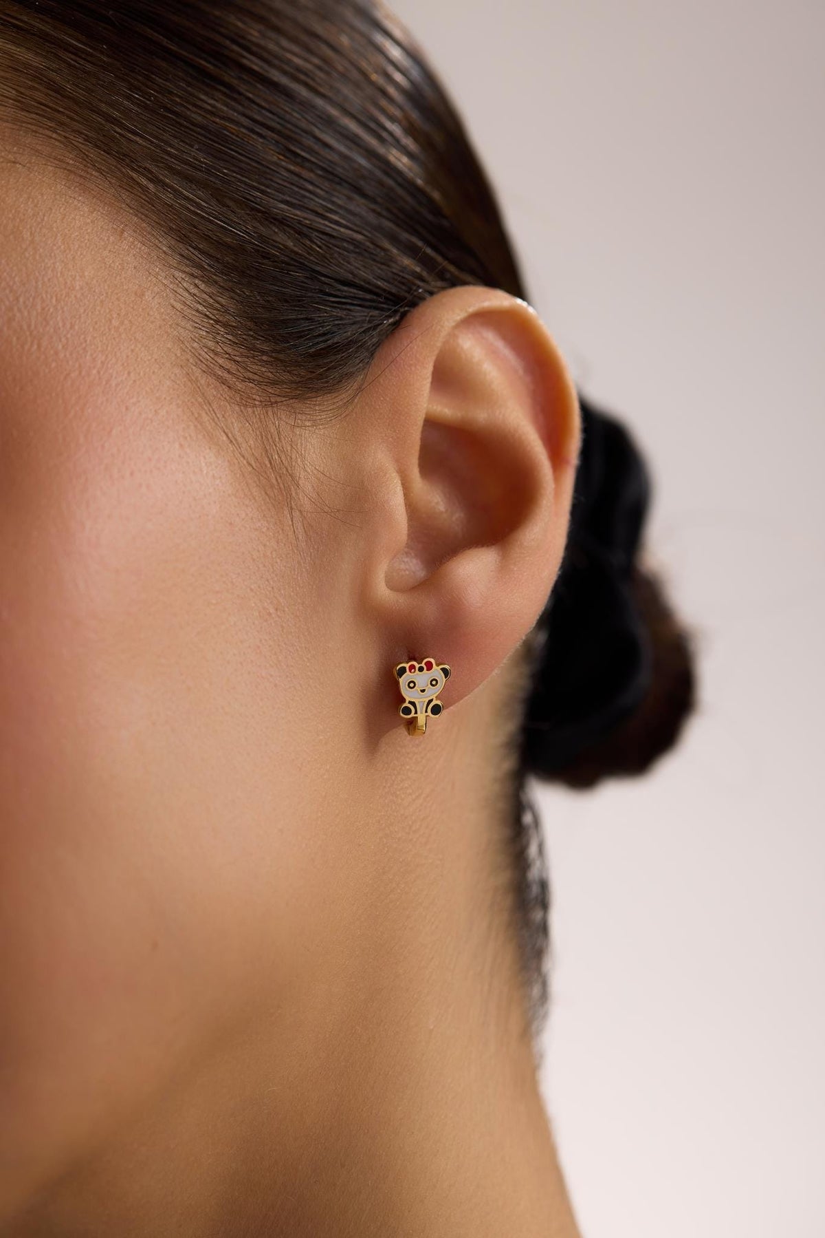 Panda Kids Earrings | 925 Sterling Silver 14K Gold Plated Enamel Animal Earrings | Children Jewelry