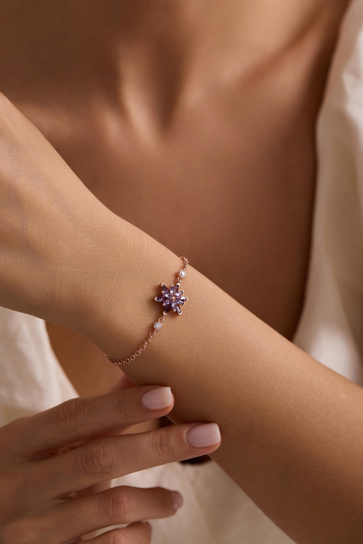 925 Sterling Silver Lotus Bracelet | Adjustable Doc Chain | Minimal Spiritual Jewelry Gift for Women