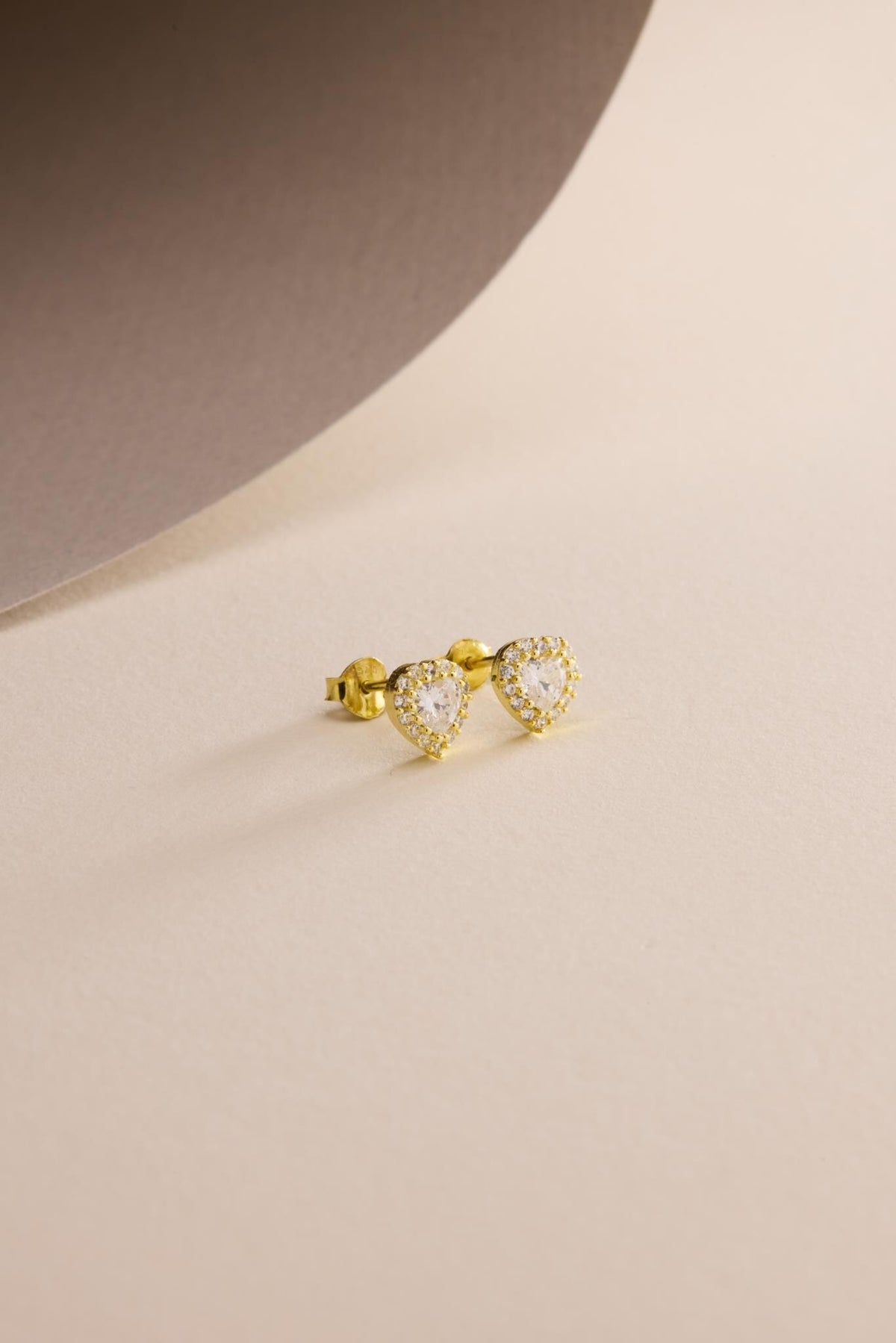 White Heart Earrings | 925 Sterling Silver 14K Gold Plated Zircon Studs | Dainty Jewelry