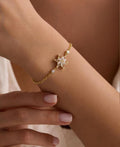 Lotus Flower Bracelet | 925 Sterling Silver 14K Gold Plated | White Zircon