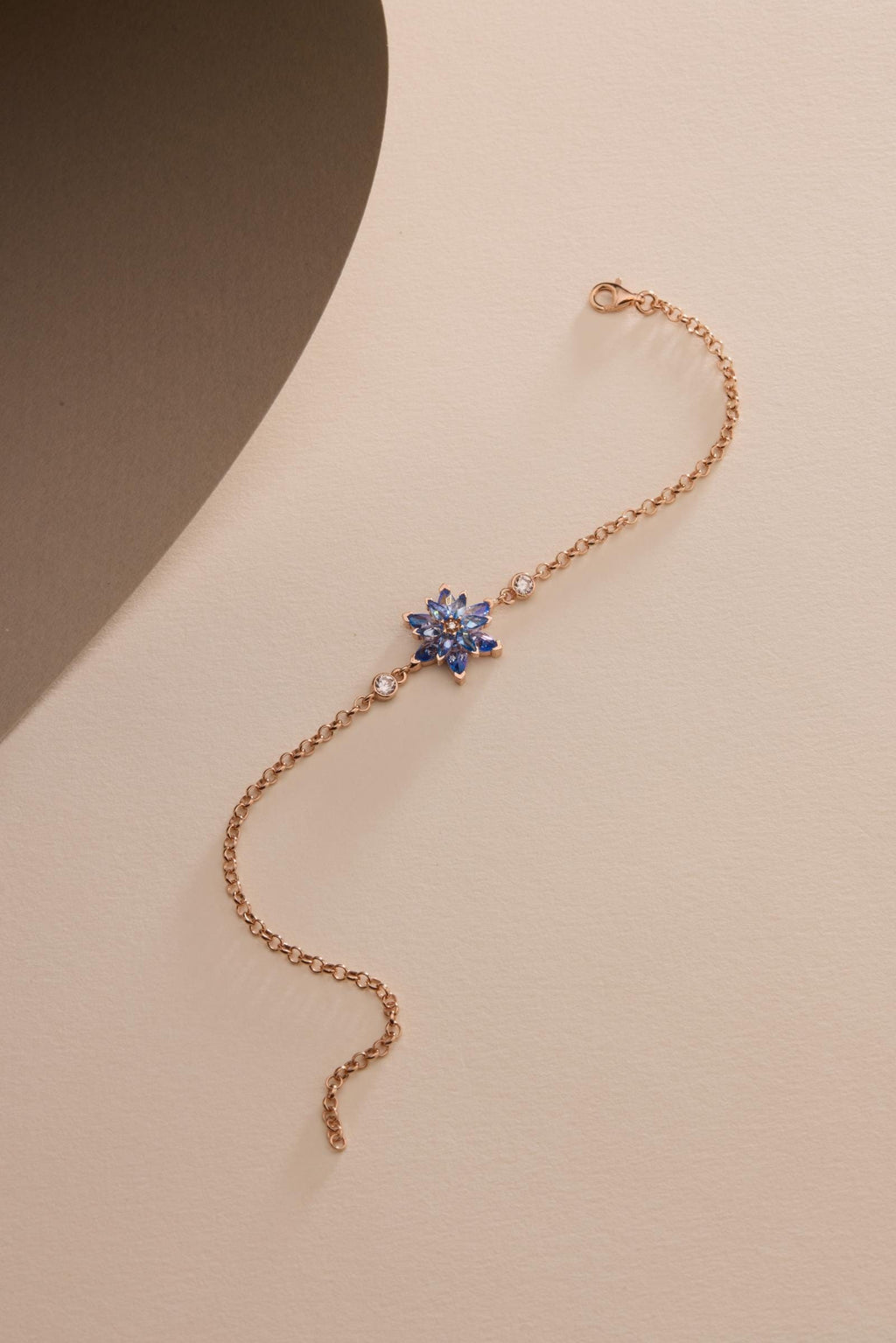 Lotus Flower Bracelet | 925 Sterling Silver Rose Gold | Aquamarine Zircon Floral | Gift for Her