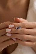 Purple Heart Stud Earrings | 925 Sterling Silver Rhodium Plated Zircon | Dainty Heart Jewelry