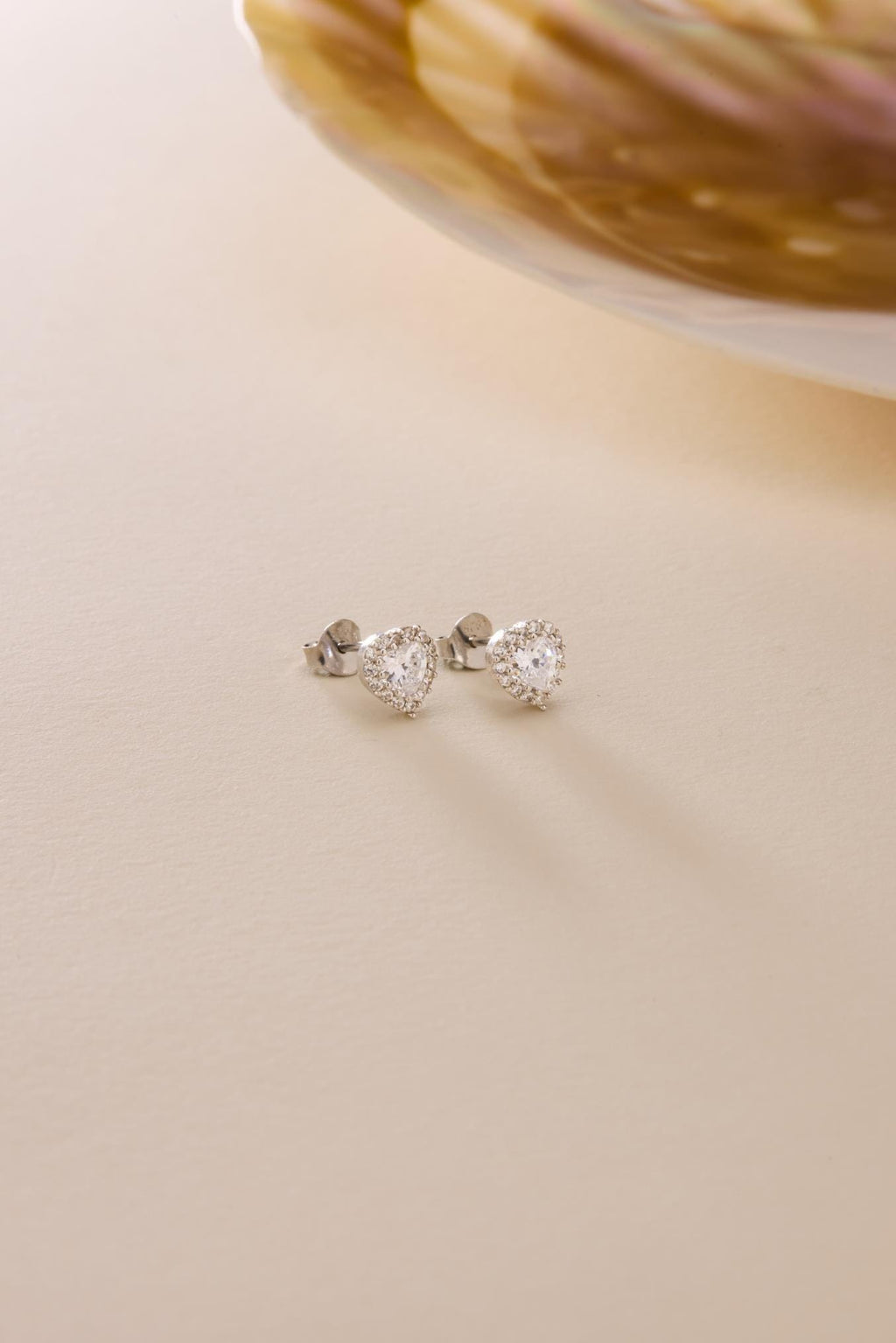 Heart Stud Earrings | 925 Sterling Silver Rhodium Plated Zircon | Dainty Heart Jewelry