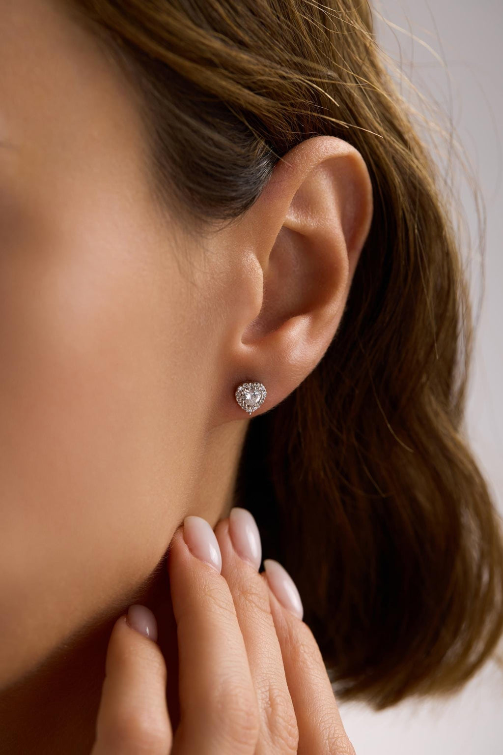 Heart Stud Earrings | 925 Sterling Silver Rhodium Plated Zircon | Dainty Heart Jewelry