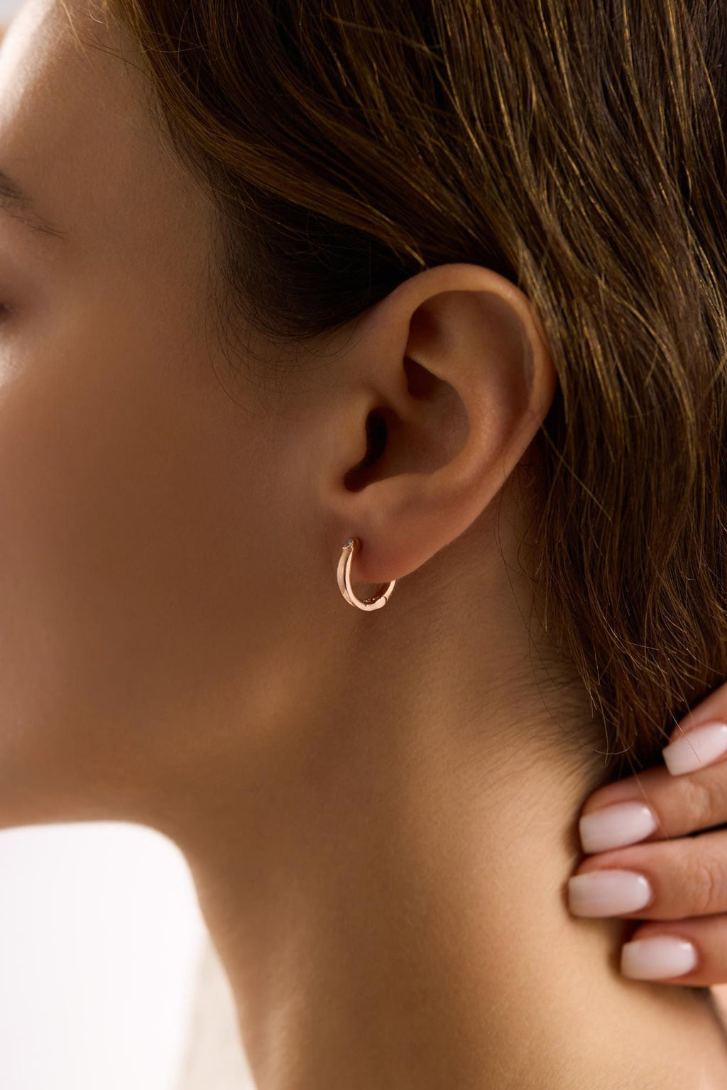 Rose Gold Hoop Earrings | 925 Sterling Silver Zircon Huggie Hoops | Dainty Jewelry