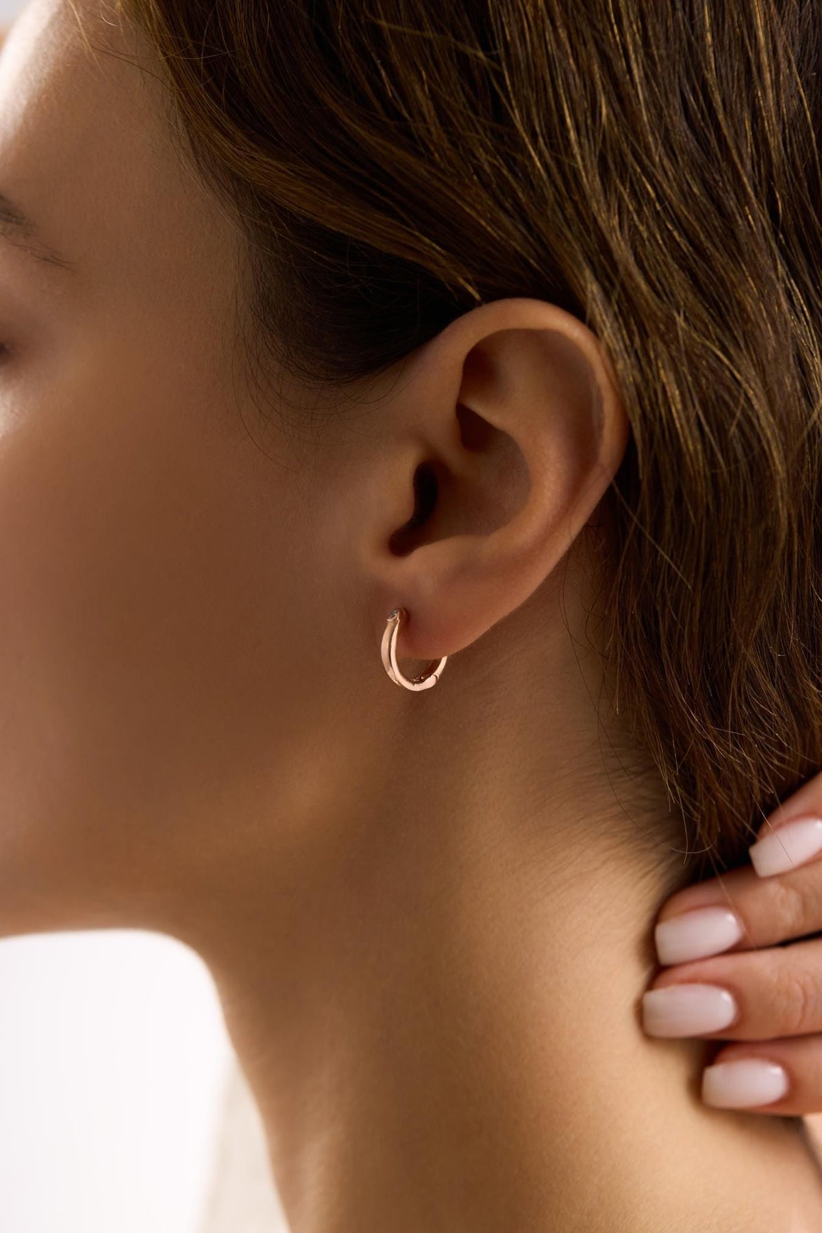 Rose Gold Hoop Earrings | 925 Sterling Silver Zircon Huggie Hoops | Dainty Jewelry