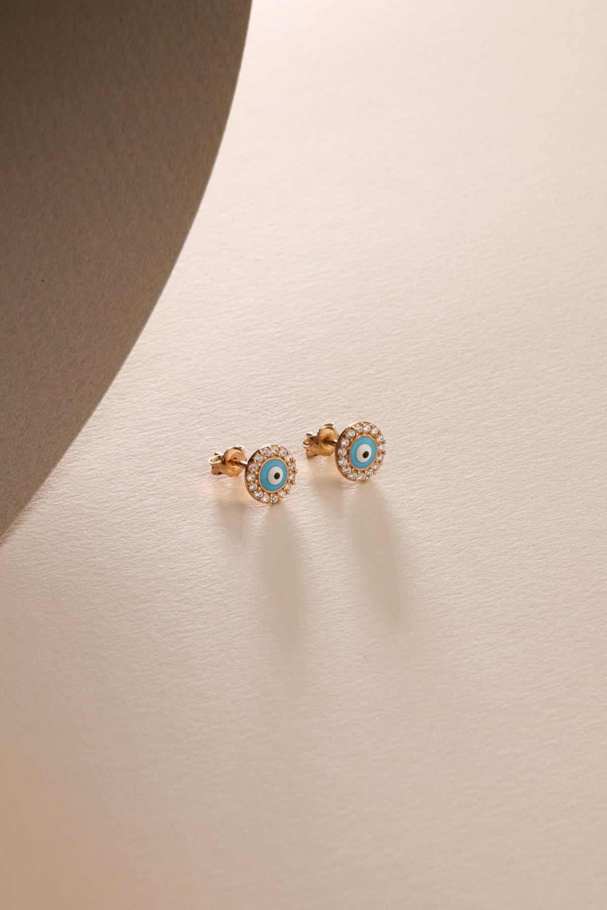 Evil Eye Stud Earrings | 925 Sterling Silver Rose Gold Plated Zircon | Dainty Jewelry