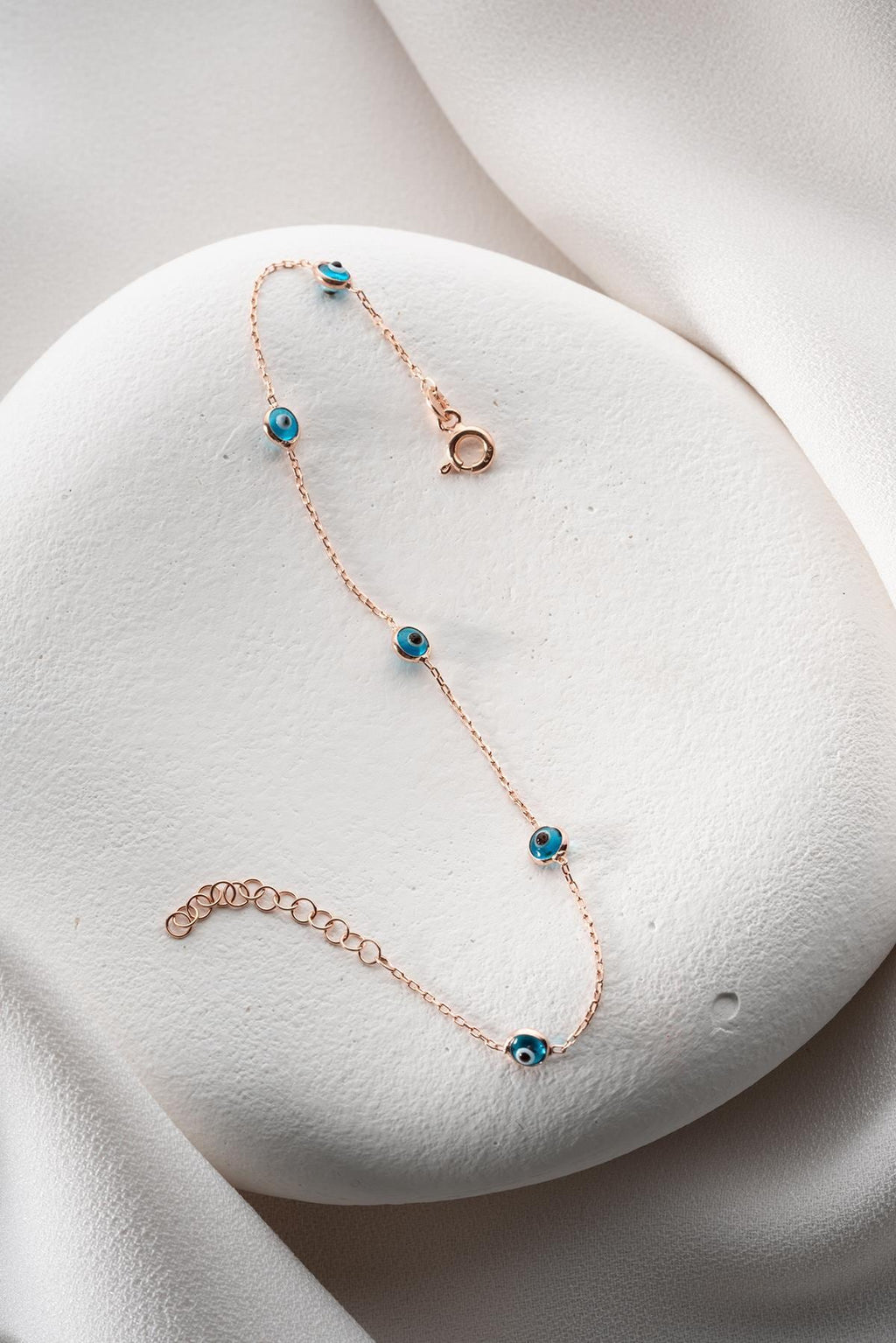 Rose Gold Evil Eye Bracelet | 925 Sterling Silver Dainty Minimal Jewelry