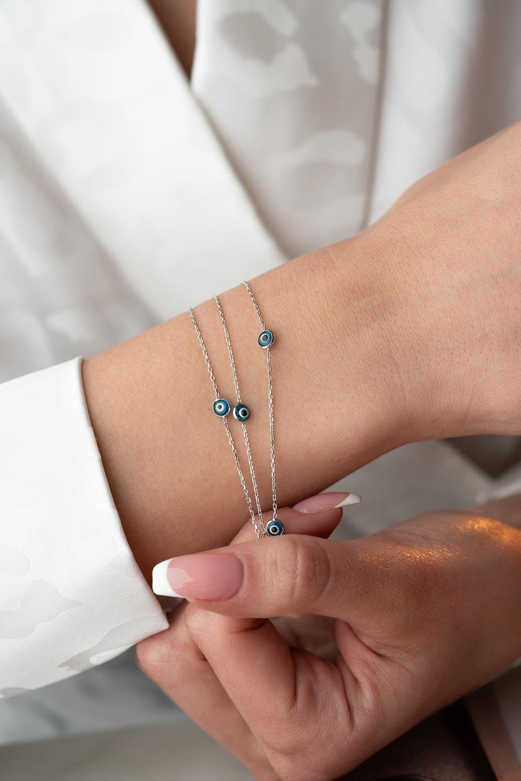 Triple Chain Evil Eye Bracelet | 925 Sterling Silver Layered Jewelry