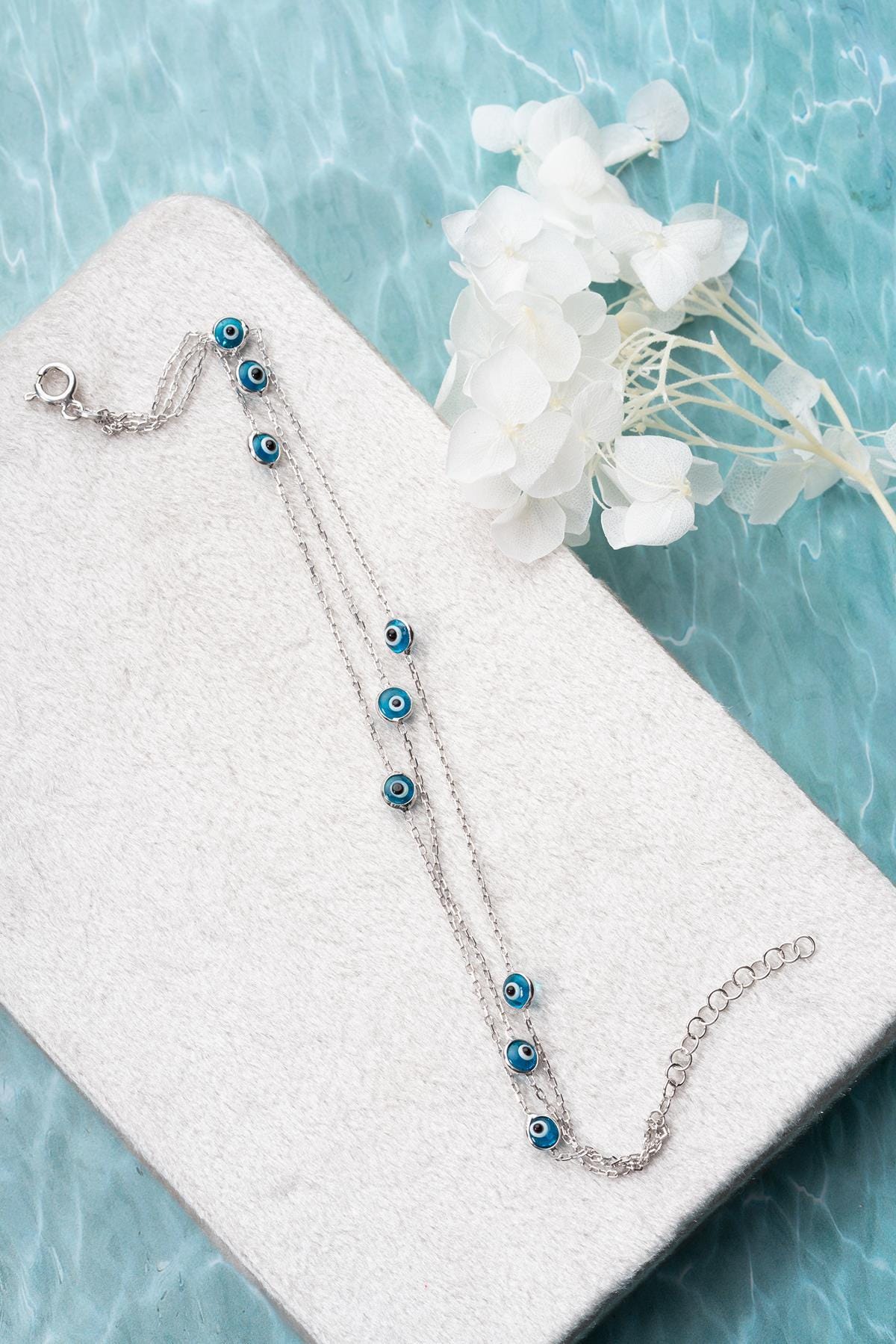 Triple Chain Evil Eye Bracelet | 925 Sterling Silver Layered Jewelry