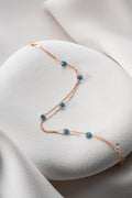 Rose Gold Double Chain Evil Eye Bracelet | 925 Sterling Silver