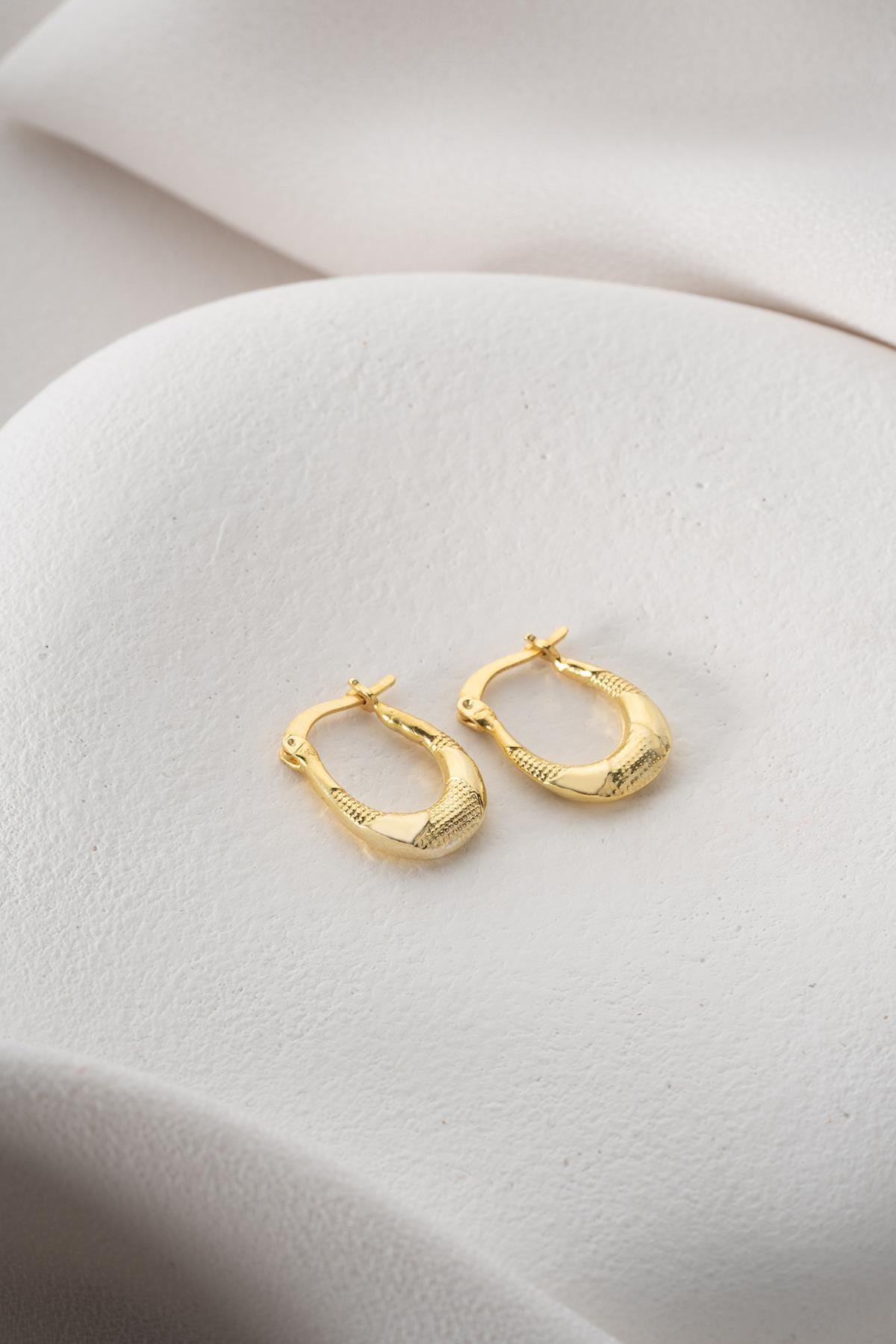 Gold plated Minimal Hoop Earrings | 925 Sterling Silver U Shape Hoops | Dainty Everyday Jewelry