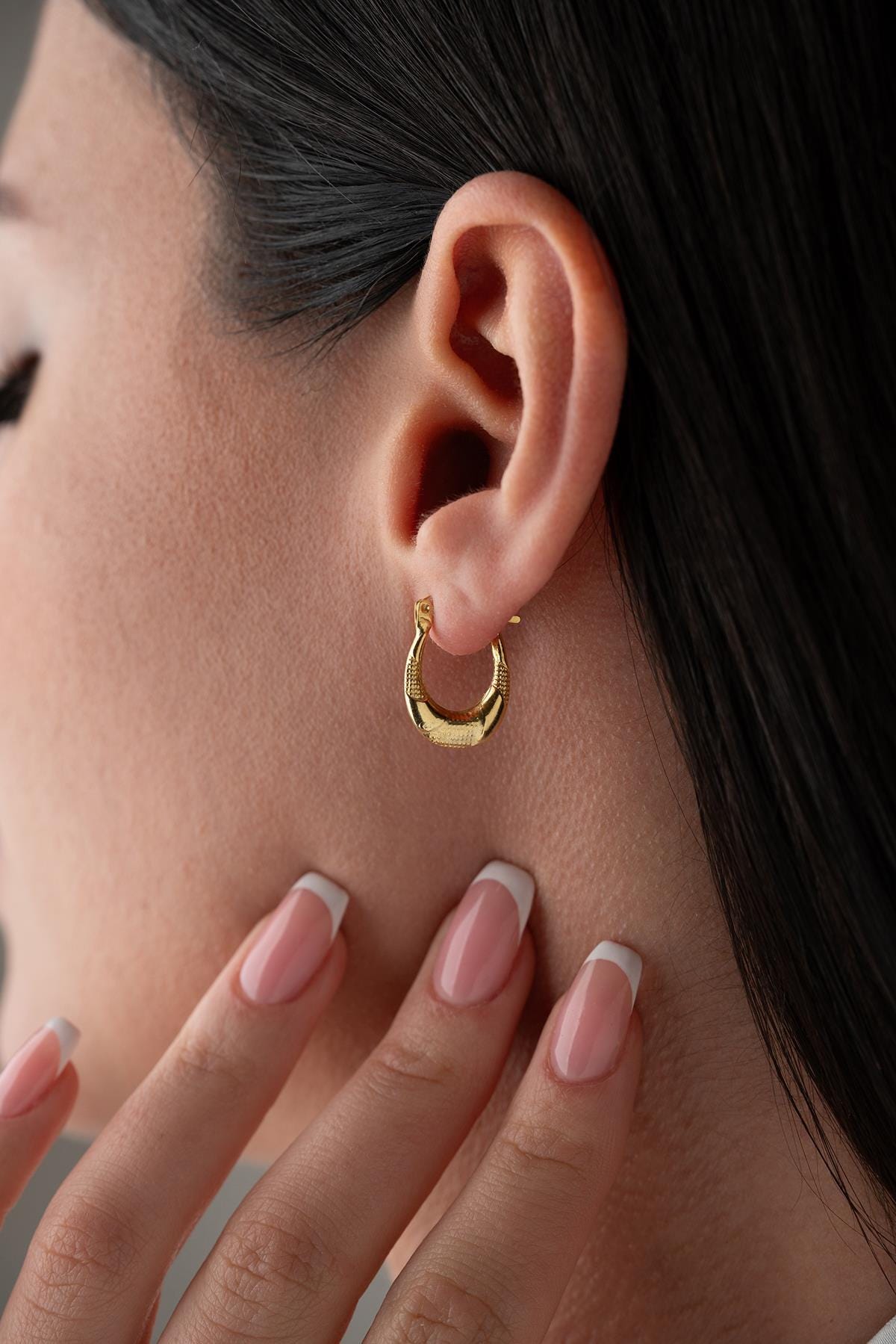 Gold plated Minimal Hoop Earrings | 925 Sterling Silver U Shape Hoops | Dainty Everyday Jewelry