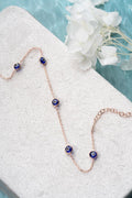 Rose Gold Evil Eye Bracelet | 925 Sterling Silver Navy Blue Jewelry
