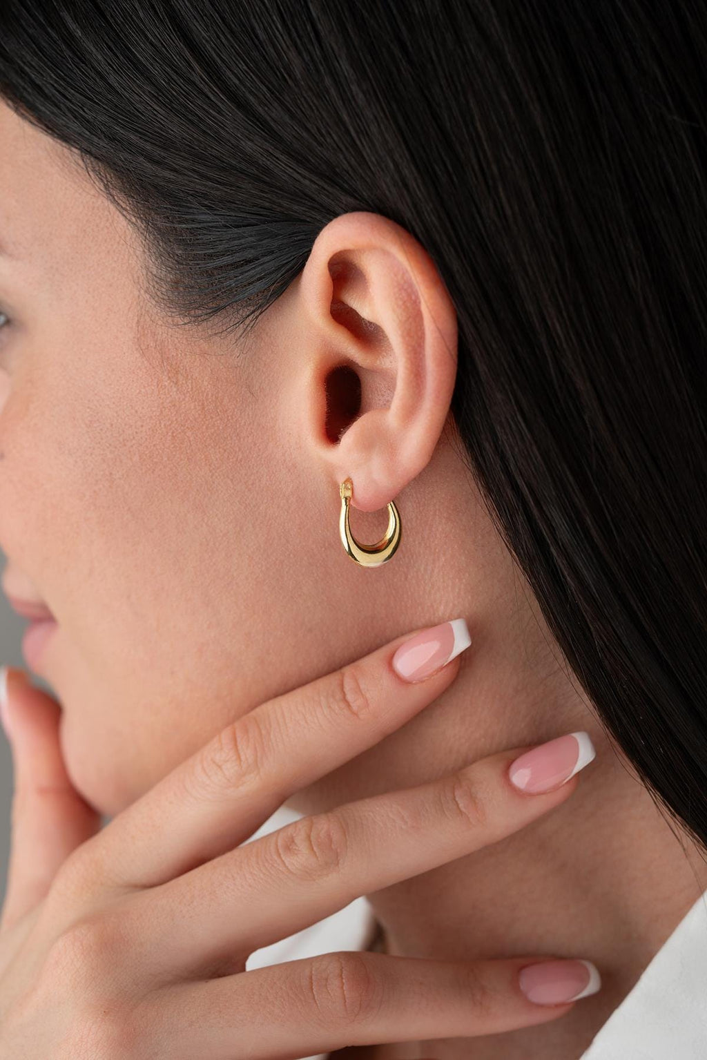 Gold plated U Shape Hoop Earrings | 925 Sterling Silver Minimal Hoops | Dainty Everyday Jewelry
