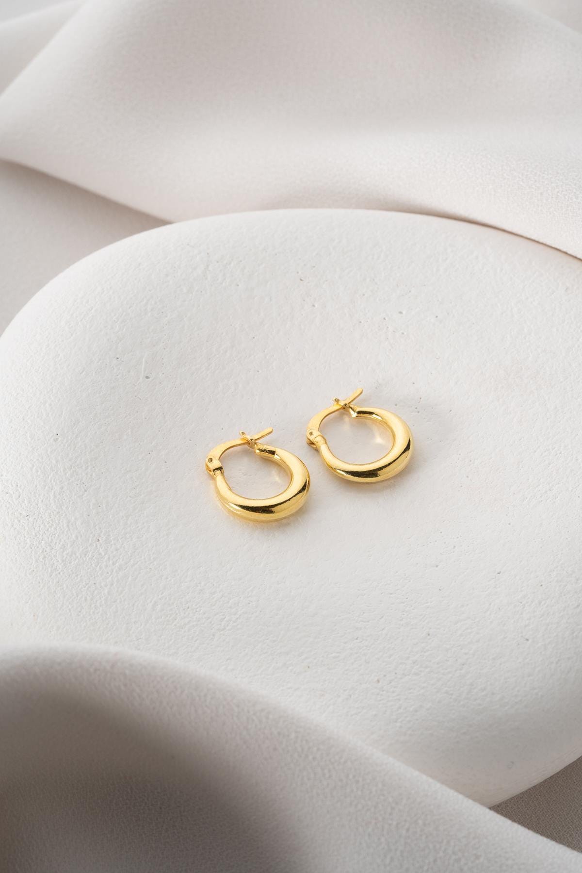 Gold plated Hoop Earrings 15mm | 925 Sterling Silver Minimal Hoops | Dainty Everyday Jewelry