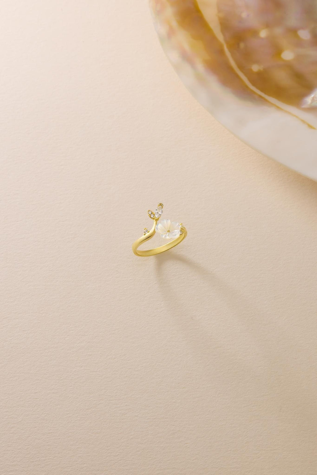 Adjustable Magnolia Flower Ring | 925 Sterling Silver Gold Plated