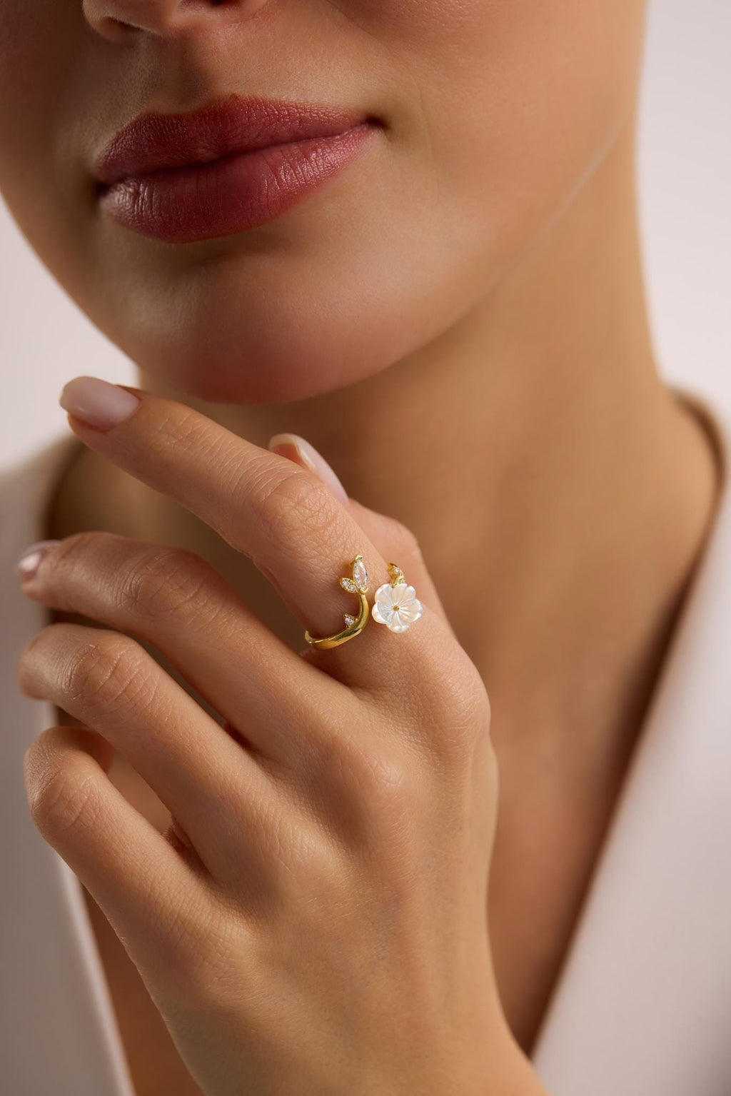 Adjustable Magnolia Flower Ring | 925 Sterling Silver Gold Plated