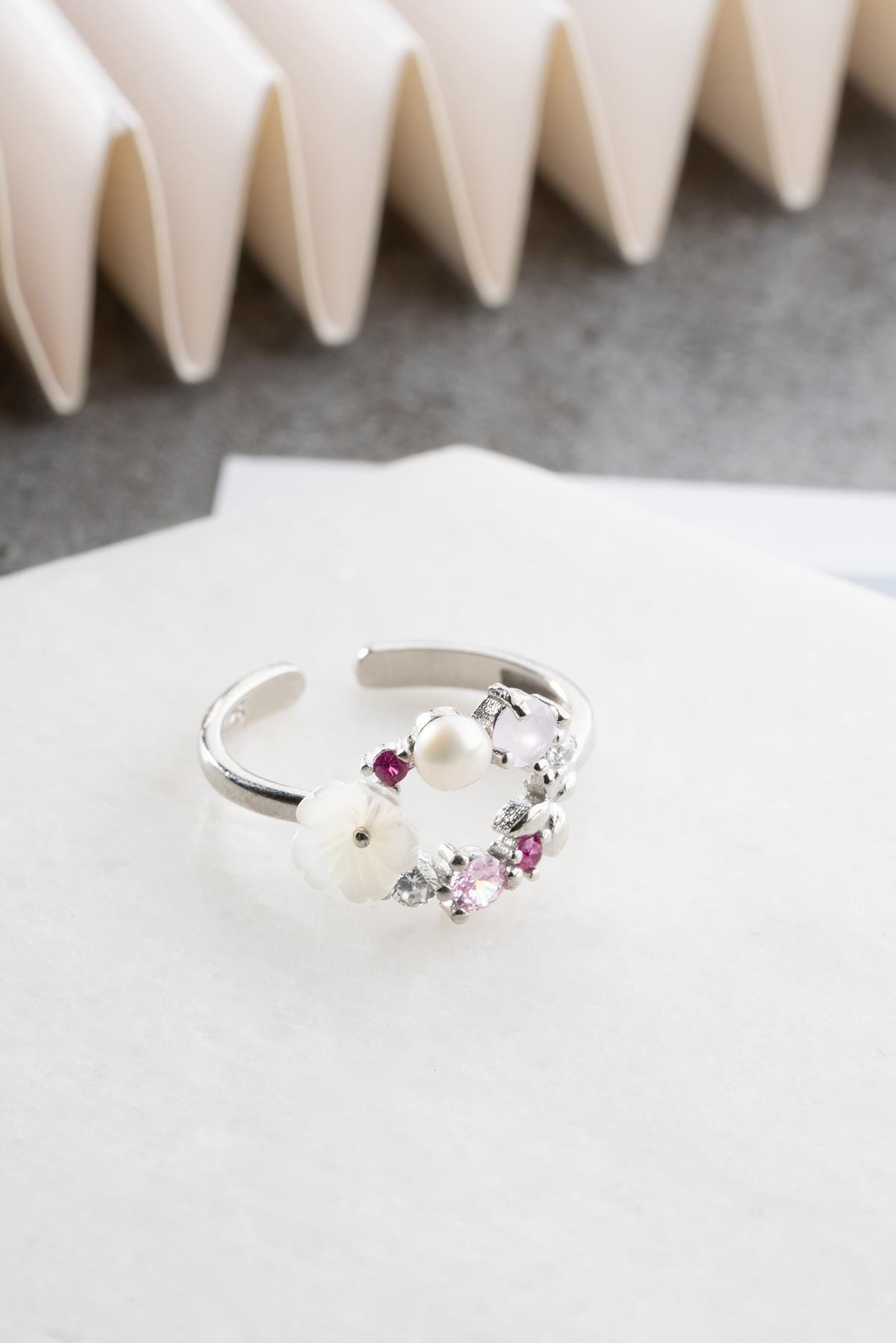 Adjustable Magnolia Flower Ring | 925 Sterling Silver Floral Ring