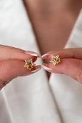 Double Star Stud Earrings | 925 Sterling Silver | 14K Gold Plated | Zircon Dainty Jewelry