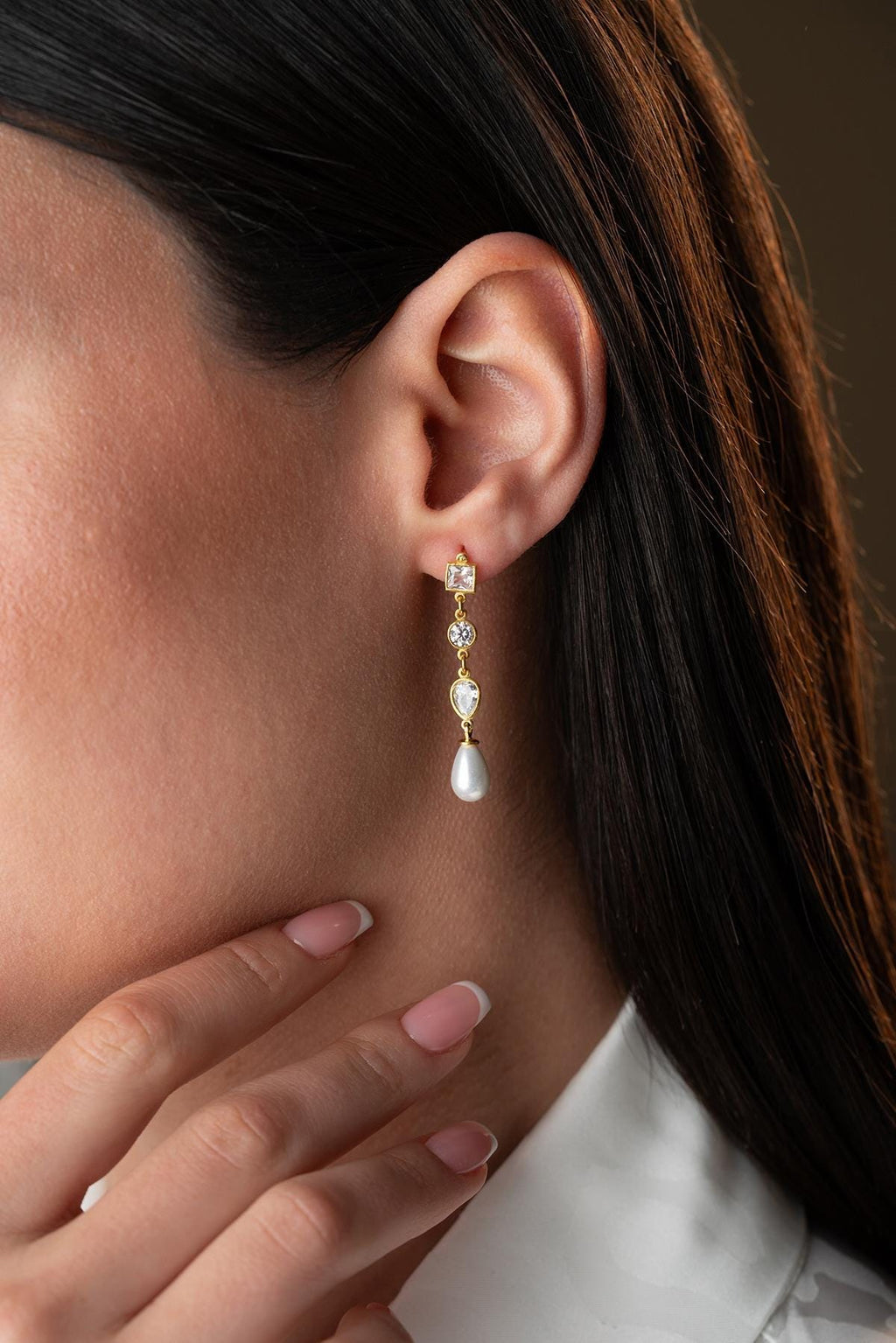 Pearl Drop Dangle Earrings | 925 Sterling Silver | Gold Plated | Zircon Dainty Jewelry