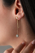 Gold Plated Evil Eye Chain Earrings | Sterling Silver Zircon Drop Jewelry