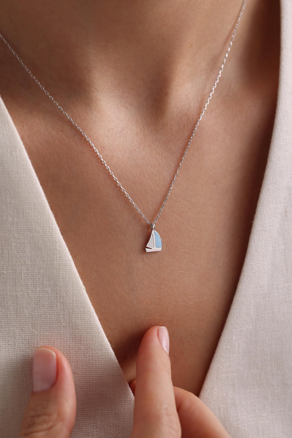 Sterling Silver Sailboat Necklace | Minimal Nautical Pendant | Ocean Jewelry Gift for Her
