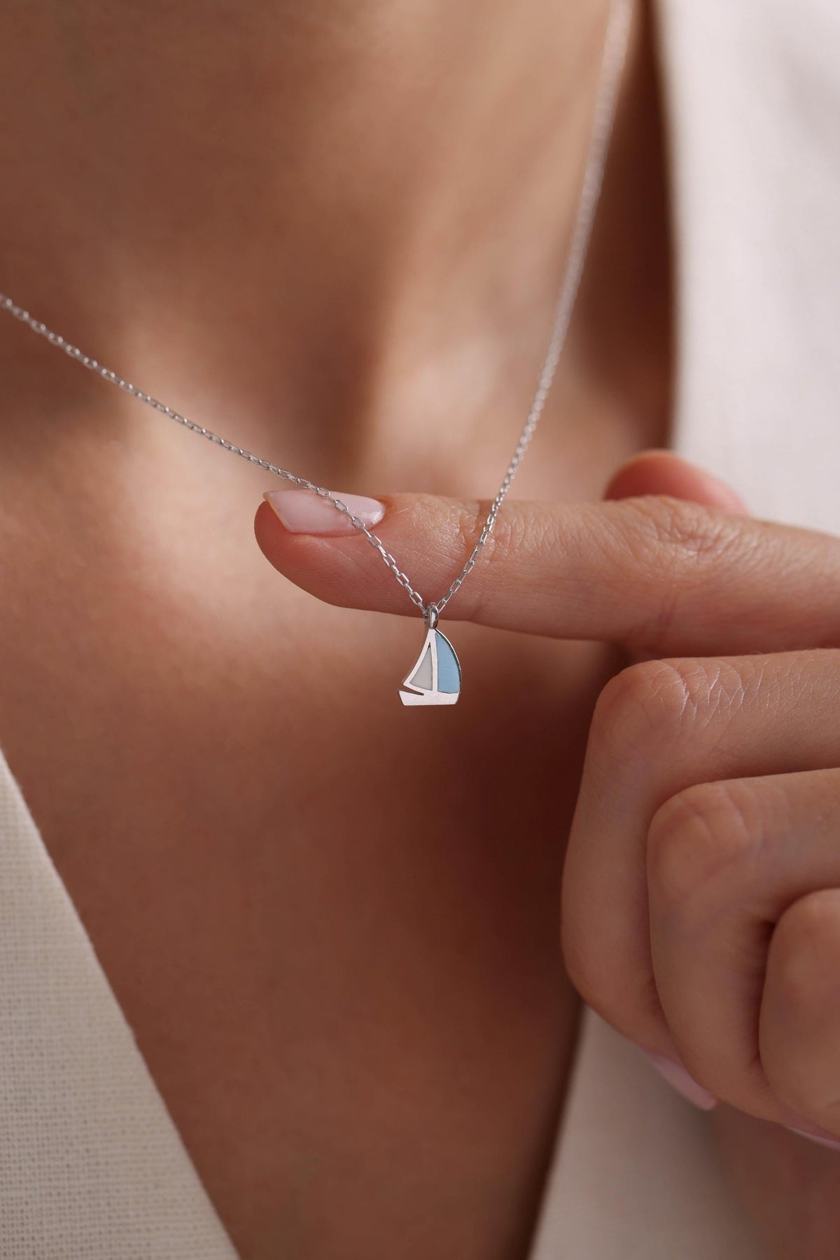 Sterling Silver Sailboat Necklace | Minimal Nautical Pendant | Ocean Jewelry Gift for Her
