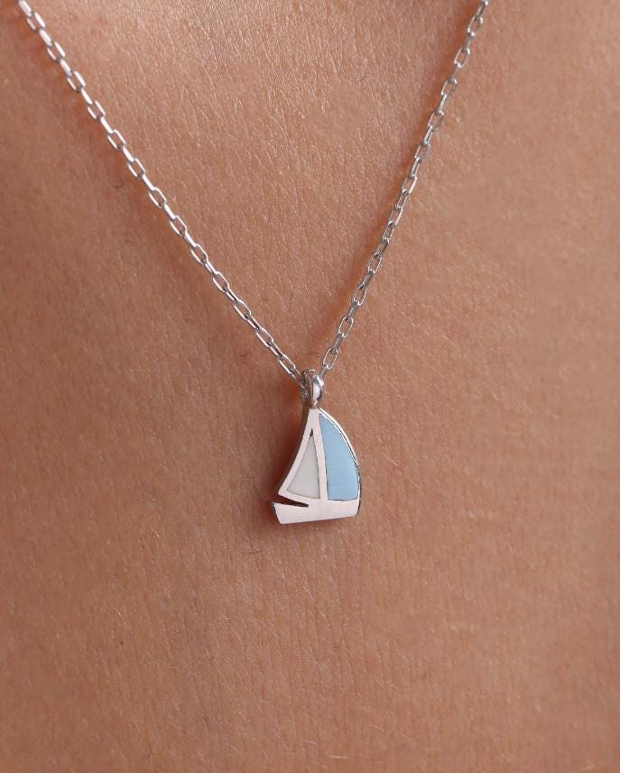 Sterling Silver Sailboat Necklace | Minimal Nautical Pendant | Ocean Jewelry Gift for Her